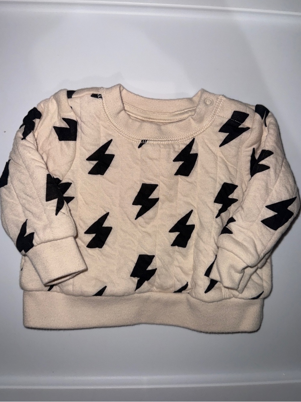Cat & Jack Cream Sweatshirt with Black Lightning Bolts